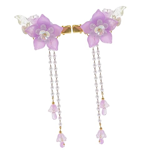 MAGICLULU 10 Stk Haarnadel Haarspangen Haarklammer Hanfu-Haarspange Haarschmuck aus Perlen Tiara Haarspange Modische Haarspange Sprühfarbe Perlenblume schmücken Mädchen Blumen von MAGICLULU