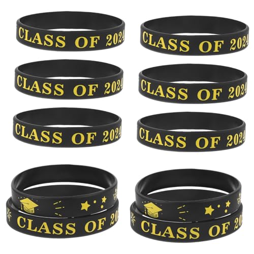 MAGICLULU 10 Stück Silikon Armbänder Graduation Class Of Bequeme Strapazierfähige Handgelenk Bänder für Abschlussfeiern Partyzubehör für Unisex für Gruppenfeiern von MAGICLULU