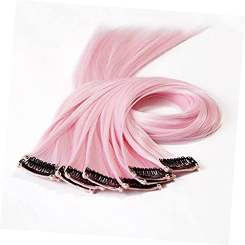 MAGICLULU 10st Clip in Glatte Haarverlängerungen Pferdeschwanz Zöpfe Perücken Haarverlängerungen in Pink Haarteile Für Mädchen Haarverlängerungen Einclipsen Pinke Rosa Damen Glattes Haar von MAGICLULU