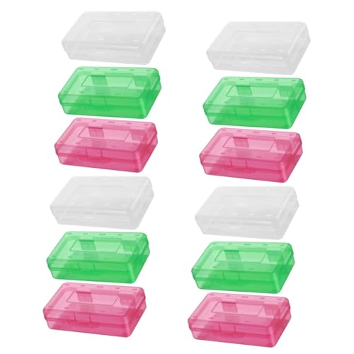 MAGICLULU 12 STK Transparentes Federmäppchen Aufbewahrungsboxen Für Stifte Stifteboxen Bemalen Behälter Für Aquarellstifte Bleistift Dose Stifte Für Kinder Plastik Schüler Rechteck Bürste von MAGICLULU