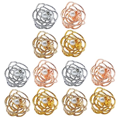 MAGICLULU 12 Stk Blumenperlenhaar Haarschmuck Für Frauen Rosen-haarspange Krallenclips Für Haarspangen Für Damen Backenklammern Für Haare Haarklammern Fräulein -clip Rutschfest Perle von MAGICLULU