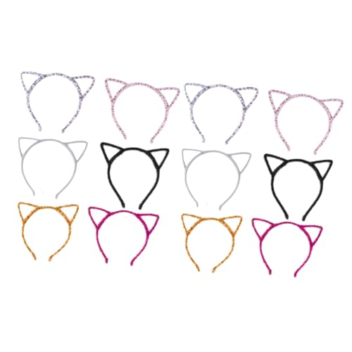 MAGICLULU 12 Stk Ohr Haarreifen Haarschmuck für Damen Stirnbänder halloween kostüm halloween costume Haarband kuscheltier Haarreifen für Katzenohren Haare für Frauen die Katze Stirnband von MAGICLULU