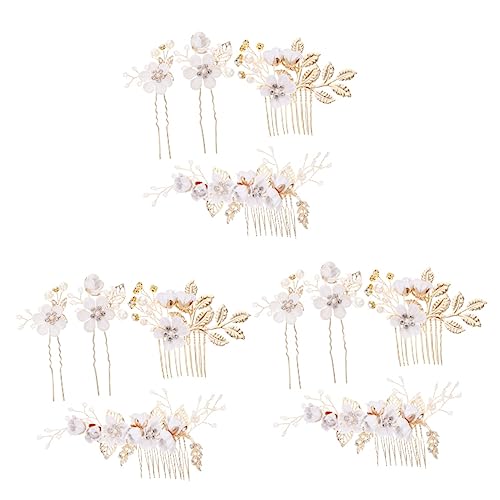 MAGICLULU 12 Stk Kopfbedeckung Hochzeit Bobby für die Braut französische haarnadel haarstab hair stick Tiara Haarspangen Kopfschmuck für die Braut Hochzeit Haarkamm Jahrgang Haarschmuck Weiß von MAGICLULU