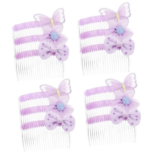 MAGICLULU 12 Stk Tüll Haarspange Haarschmuck für Kinder Blumenkopfschmuck Breitzahnkämme für Frauen Haarzopf-Zubehör Haarseitenkämme die Blumen Tuch umwickeln Violett von MAGICLULU