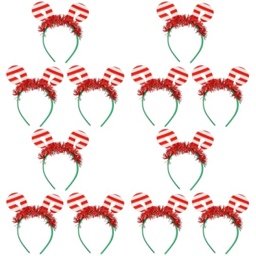 MAGICLULU 12 Stk Weihnachts-Cane-Stirnband Damen-Stirnband Haarbekleidung Tiara Haargummi kinder haar tragen Party-Haar-Dekore Cosplay Kopfbedeckung Weihnachtselfe Zuckerstange Fräulein Hut von MAGICLULU