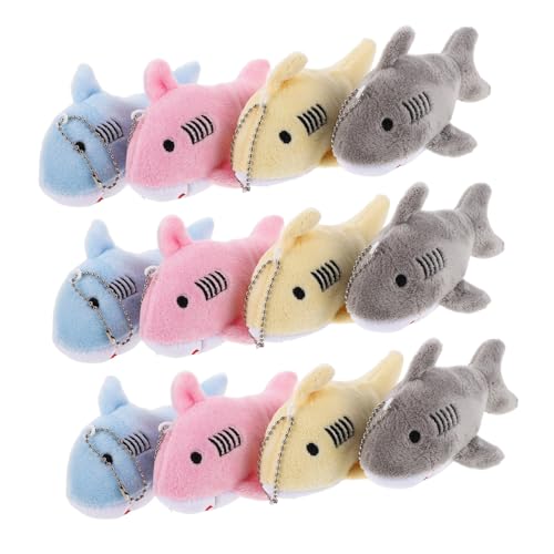 MAGICLULU 12 Stück Teiliges Mini Plüsch Hai Schlüsselanhänger Weiche Formstabile Kuscheltier-anhänger für Rucksack Tasche und Partygeschenke Bunte Ozeanmotivierte Schlüsselring Charms von MAGICLULU