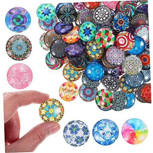 MAGICLULU 120stücke Packung Runde Glascabochons Gemischte Farben Und Muster Glassteine Zum Selbermachen Schmuckzubehör Für Diy-bastelarbeiten Und Dekorationen von MAGICLULU
