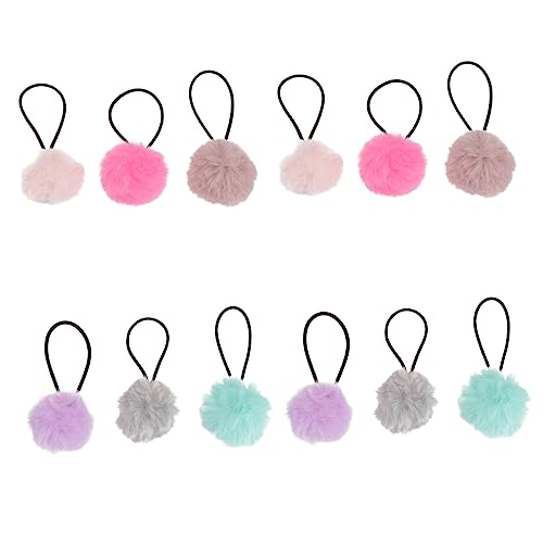 MAGICLULU 12St Haargummis Haare Pferdeschwanz Haarschmuck für Kinder pom hair accessories for Haargummi mit Plüschball-Design Haarband Pferdeschwanzbänder Plüsch Ball Haarseil behaart von MAGICLULU