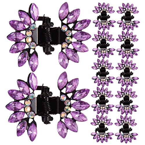 MAGICLULU 12st Schmetterlings-strass-clip Strass-kopfschmuck Klauenclips Für Dünnes Haar Krallenclips Für Haare Haarnadeln Für Frauen Miniclips Violett Kind Strasssteine Plastik Haarschmuck von MAGICLULU