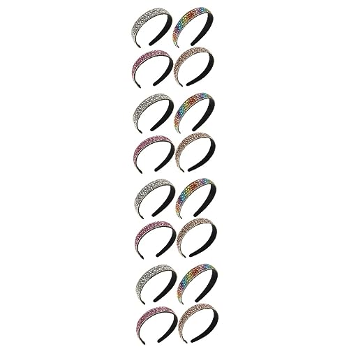 MAGICLULU 16 Stk Strass-stirnband Strass Stirnband Damen Elastische Haargummis Bunte Haargummis Breitkrempiges Stirnband Perlenstirnband Lauf-stirnband Fräulein Mädchen Zubehör Strasssteine von MAGICLULU