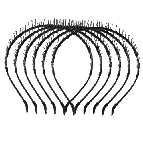 MAGICLULU 18 Stk rutschfestes Stirnband mit langen Zähnen schwarzes haarband Haarclips mit Kamm Haarbänder für Damen Unisex-Haarband Metall Haargummis Stirnbänder für Männer Welle Mann von MAGICLULU
