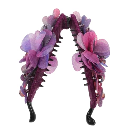 MAGICLULU 1stk Haarspange Kunstharz Krallenclip Strass Haarklammern Pferdeschwanz-haarspange Dicke Krallenklammern Bananenclips Strass-pferdeschwanzhalter Perle Damen Violett Kamm von MAGICLULU