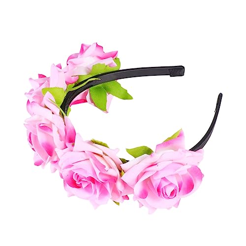 MAGICLULU 1Stk Haarschmuck geschenke für den jahrestag hochzeitshaar schmuck Hochzeit Festival Rose Stirnband Hochzeit Stirnband Haarband Haargummi frauen kopfschmuck rosa Stirnband Krone von MAGICLULU