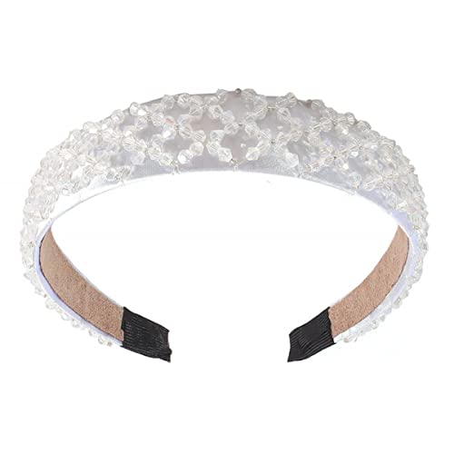 MAGICLULU 1stk Frauen Stirnband Handgefertigtes Perlen-stirnband Haarschmuck Aus Strass Dehnbare Stirnbänder Für Frauen Göttin Mode Fräulein Barock- Kopfbedeckung Weiß von MAGICLULU