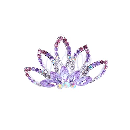 MAGICLULU 1Stk Kamm Kopfbedeckung für Damen dekorative Haarkämme stirnband kinder Strass Kinder Blumenmädchen haarschmuck Tiara Kopfschmuck für die Braut Kristall Haarring Fräulein Violett von MAGICLULU