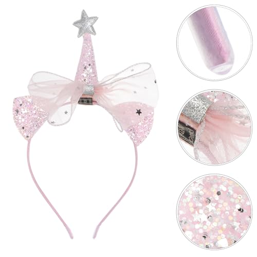 MAGICLULU Kinderanzug 1Stk Stirnband Kleinkind-Haargummis für Mädchen Party-Haarreifen weihnachtsdeko Haarband für Party modischer Haarreif Krone Haarschmuck Schleier Gittergewebe Rosa von MAGICLULU