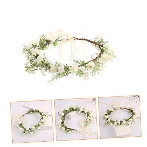 MAGICLULU 1Stk hochzeitskranz stirnband Blumenmädchen Schleier-Stirnband Blumengirlande hochzeitshaar schmuck Haargummis Kopfschmuck für die Braut Kranz Kopfbedeckung Rose Haarring Damen von MAGICLULU