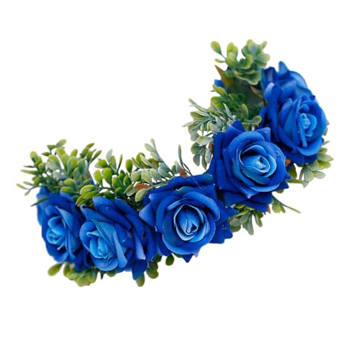 MAGICLULU 1stk Blumenkrone Blumengirlande Stirnband Blumenkranz Krone Haarband Rosenblumenkrone Blumenkranz-stirnband Hüttenkern Haargummis Für Damenhaar Tiara Schleife Hochzeit Fräulein von MAGICLULU