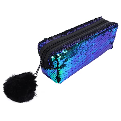 MAGICLULU 1stk Federmäppchenpaillettenfedermäppchenmakeuppencilcase Federmäppchen Im Meerjungfrau-Stil Glitzernde Schreibwarentasche Glitzer Bleistiftbeutel Haarball Student Polyester von MAGICLULU