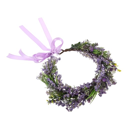 MAGICLULU 1stk Stirnband Hochzeitskopfschmuck Für Die Braut Hochzeit Blumenkrone Perlenkopfschmuck Brautblumenkrone Stirnbänder Für Damen Rose Haar Violett Künstliche Kind von MAGICLULU