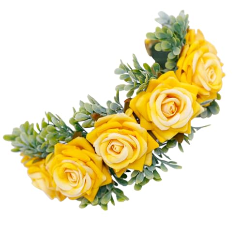 MAGICLULU 1stk Haarschmuck Mit Blumen Hochzeitshaarschmuck Für Frauen Blumenkranz-stirnband Stirnband Hochzeit Afro-brötchen-haargummi Türschienen Party Handbuch Rose Damen von MAGICLULU