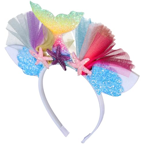 MAGICLULU Hochzeitsdekoration 1stk Meerjungfrau Stirnband Meerjungfrau Prinzessin Stirnband Glitzer-stirnband Mädchen Stirnband Regenbogen-stirnbänder Deko Haar Blumenkopfschmuck Kind Leder von MAGICLULU