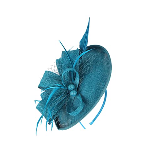 MAGICLULU 1stk Mesh-stirnband Gotische Kopfbedeckung Fascinator-hut Für Damen Lila Kappe Damenhüte, Mützen Weiße Haarspangen Stirnband Für Mädchen Blauer Hut Braut Die Blumen Feder Schleife von MAGICLULU