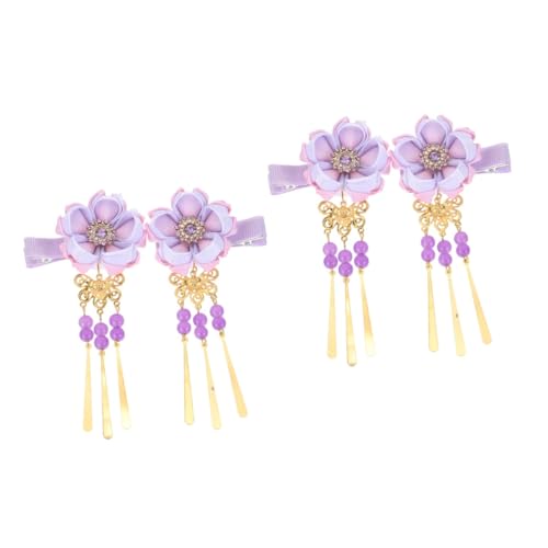 MAGICLULU 2 Paar Haarnadel haarschmuck frisierumhang hairpin dekoäste verkleidung haarstecker Hochzeit Blumen Entenschnabel Zubehör Fräulein Kopfbedeckung Bettwäsche aus Baumwolle Violett von MAGICLULU