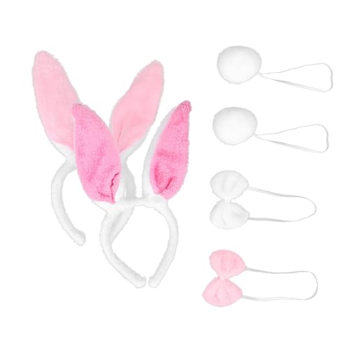 MAGICLULU 2 Sätze Kaninchen Stirnband Set Weißer Hase Hasenkostüm Für Erwachsene Hasenkostüm Für Kinder Party-konzert-haar-accessoires Hasen-cosplay Kleinkind Haarschmuck Plüsch Erwachsener von MAGICLULU