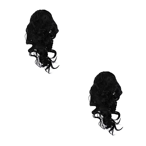 MAGICLULU 2 Sätze gewellte Perücke schwarze Mütze Haarverlängerung perücke Stirnband Perücke lockige Perücke perücken Kappen frauen kopfschmuck Haarschmuck scrollen Hut Eisband Kopfbedeckung von MAGICLULU