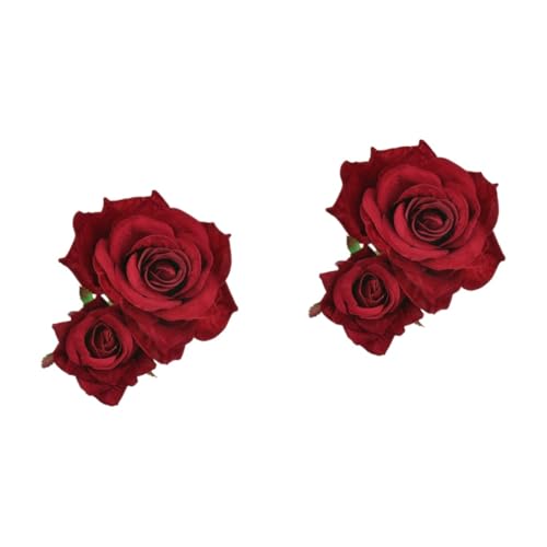 MAGICLULU 2 Stk Blumen-haarschmuck Haarspange Mexikanischer Haarschmuck Für Frauen Böhmen Blumenbrosche Rosafarbene Haarspange Haarschmuck Mit Blumen Fräulein Rot Klauenclip Hochzeit von MAGICLULU