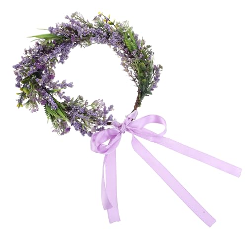 MAGICLULU 2 Stk Krone Lavendel Blumen Stirnband Blumenkopf Kranz Stirnband Für Mädchen Blumengirlande Blumenhaarkranz Rose Haarschmuck Für Die Braut Damen Violett Kleid Blumenmädchen von MAGICLULU