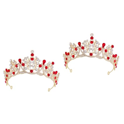 MAGICLULU 2 Stk Große Strasskrone Schicker Weiblicher Kopfschmuck Haarspangen Für Mädchen Vintage-haarschmuck Hochzeits-tiara Vintage-dekor Zinklegierung Braut Koreanisch Geburtstagsgeschenk von MAGICLULU