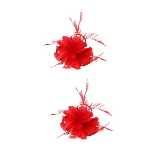 MAGICLULU 2 Stk Seitenclip Weiße Haarspangen Haarklammern Für Frauen Hochzeit Faszination Blumenhaarspangen Für Mädchen Teepartyhut Für Frauen Haarnadel Blumen- Damen Brosche Rot Charmant von MAGICLULU