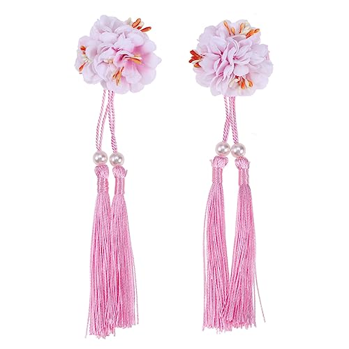 MAGICLULU 2 Stk Haarspangen mit Quasten dekorative Haarnadeln Haarspangen für Mädchen süße Haarspange haarschmuck Haarklammer Haarnadeln in Blumenform Blumenhaarnadeln wild Zubehör Rosa von MAGICLULU