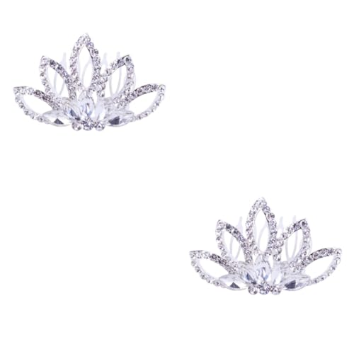 MAGICLULU 2 Stk Hochzeitskamm Haarkamm mit Strass Braut Haarkamm Hochzeit Haarkamm Tiara haarschmuck Haarkamm für Frauen Kopfschmuck für die Braut Blumen Kopfbedeckung Zubehör Fräulein Weiß von MAGICLULU