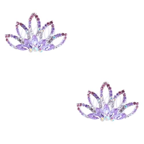 MAGICLULU 2 Stk Haarkamm für Frauen Haarschmuck für den Abschlussball Haarkamm aus Kristall Haarband Tiara Hochzeitskamm Kopfschmuck für die Braut Krone Kopfbedeckung Zubehör Damen Violett von MAGICLULU