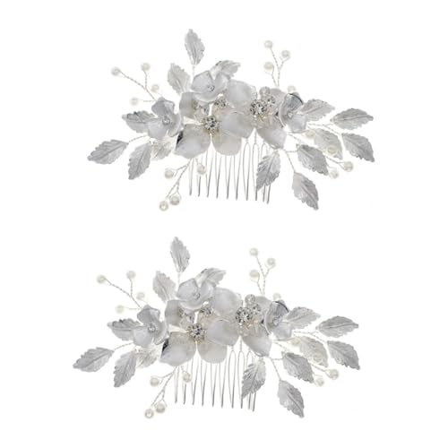 MAGICLULU 2 Stk Mori Hochzeitsblume handgemachter Kamm hair accessories for hochzeitshaar schmuck Haarspangen für Frauen Perlenhaarkamm haarschmuck Tiara Haarkamm aus Kristall von MAGICLULU