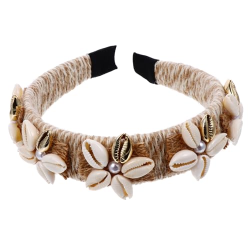 MAGICLULU 2 Stk Schalen seil Stirnband Perle Haargummi breites Strandband haarschmuck haar zubehör Haarband Haargummis Haarreifen frauen kopfschmuck Sommer Kopfbedeckung Schnur Hülse Braut von MAGICLULU