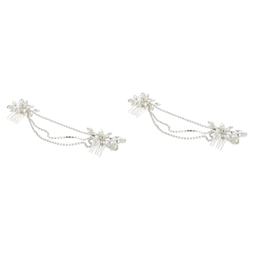 MAGICLULU 2 Stk doppelter Haarkamm haarspange hochzeit haarnadeln hochzeit Haarschmuck für die Hochzeit Hochzeitshaarschmuck für Frauen Tiara Haarklammer Kopfbedeckung für Hochzeitsfeiern von MAGICLULU