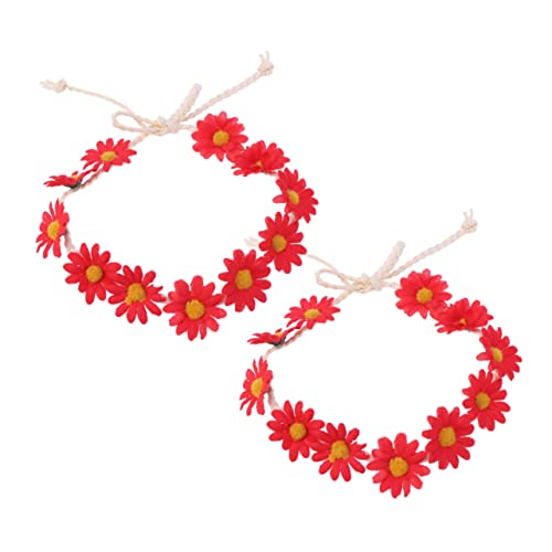 MAGICLULU 2 Stück 11 Haarschmuck für die Braut rotes Stirnband Braut Stirnband hair clip flower hair toppers for women Haargummis Blumengirlande Frauen Haarreifen frauen stirnband Böhmen von MAGICLULU