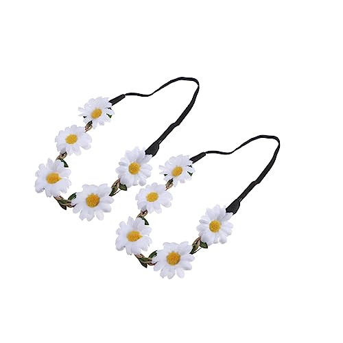 MAGICLULU 2 Stück 5 frauen stirnband hochzeit kopfschmuck Haarband Blumenmädchen Haarschmuck Blumenmädchen-Kopfschmuck Gänseblümchen-Stirnband Haarschmuck für die Braut Sonnenblume Haarring von MAGICLULU