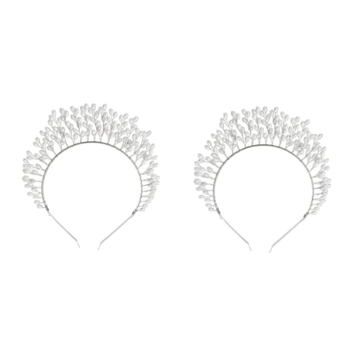 MAGICLULU 2 Stück Braut-haarschmuck Kopfbedeckung Silberfarbene Handgefertigte Krone Übertriebener Haarreif Damen-haarschmuck Für Veranstaltungen von MAGICLULU