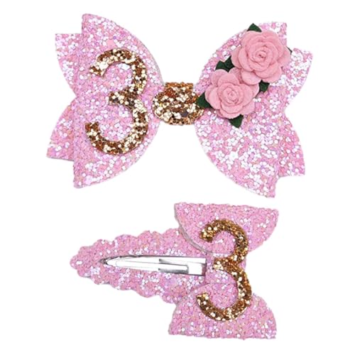 MAGICLULU 2 Stück Glitzer Schleifen Haarspangen für Mädchen Geburtstagsdeko mit Blumenmuster Sichere nicht Reizende Haarschmuck Clips für Party und Festtagsoutfits von MAGICLULU