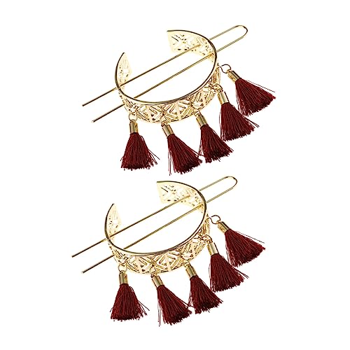 MAGICLULU Einzigartige Chinesische Haarspange Quaste Dutthalter Pin 2pcs Retro Chignon Pin Hohl Haarstab Damen Haarschmuck von MAGICLULU