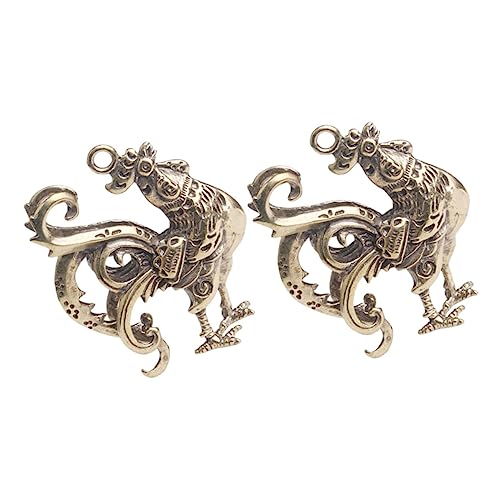 MAGICLULU 2 Stück Teiliges Vintage Hahn Anhänger aus Messing Handgefertigtes Retro Schlüsselanhänger Ornament Kompakte für DIY Schmuck und Glücksbringer Deko für Freund und Familie von MAGICLULU