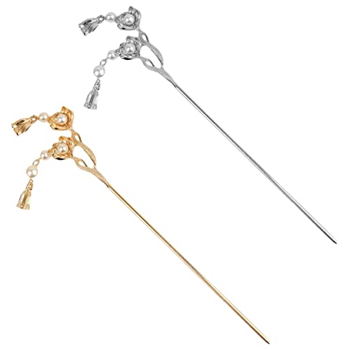 MAGICLULU Haarspange Damen 2 Stück Metall-haarstab Blumen-haarspangen Für Frauen Dickes Haar MAGICLULU Haarspange Damen 2 Stück Metall-haarstab Blumen-haarspangen Für Frauen Dickes Haar von MAGICLULU