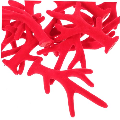 MAGICLULU 200 Stk Beflockte Geweihdekoration weihnachtsdeko haar spangen Mini-Clips für Haare Haarspangen Geweih Tiara Hirschgeweihe zum Basteln Mini-Geweihe zum Basteln rot von MAGICLULU