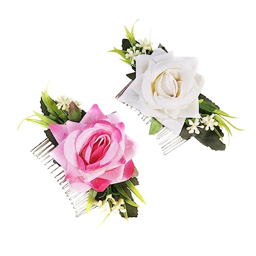 MAGICLULU 2St Blütenkopf hochzeitshaar schmuck wedding hair accessories Braut Haarspange Rosenblumenbrosche haarschmuck Haar Klammern Kopfbedeckung für Frauen hochzeit haarkämme die Blumen von MAGICLULU