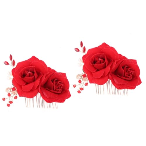 MAGICLULU 2St Blumen haar kämme Blumen-Haarschmuck für Haarschmuck für die Hochzeit hair comb haarkamm Tiara Kopfbedeckungen mit Blumen für die Braut Kopfbedeckungen für die Braut die Blumen von MAGICLULU